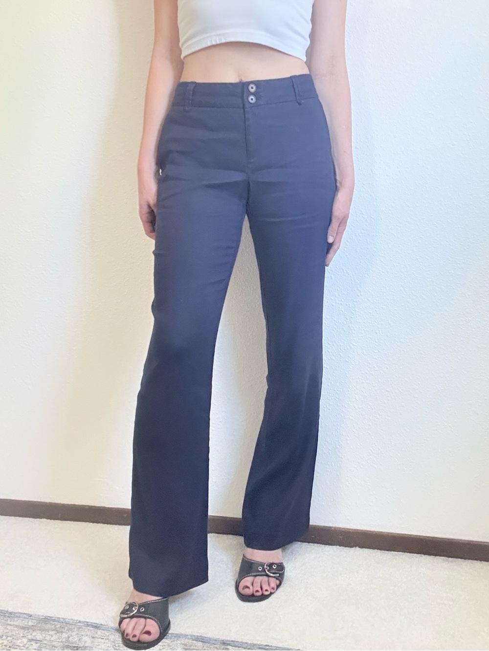 Anthropologie Elevenses Linen Blend Bootcut Pants Boho Retro Indie Minimalist - Picture 2 of 8